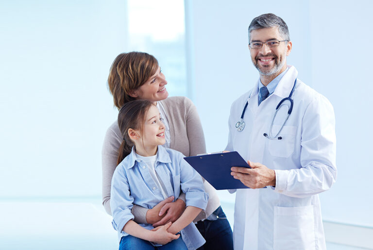 doctor with happy patients